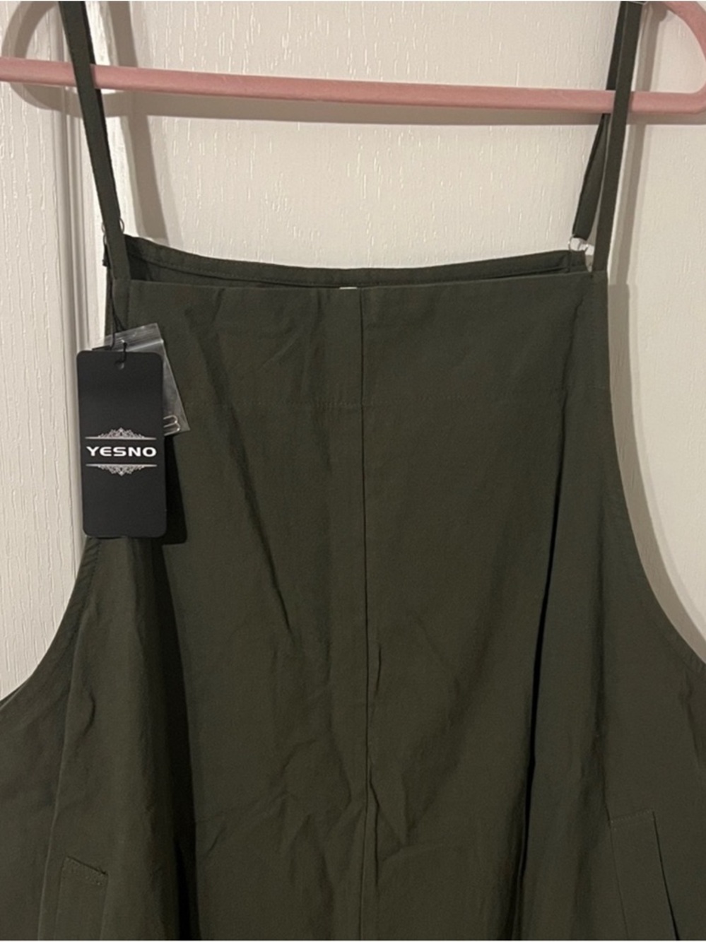 YESNO Olive Green Wide Leg Jumpsuit 2XL Casual Loose Fit - Picture 3 of 4